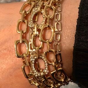 Off Park Collection Multi-Strand Gold-Tone Crystal Link Statement Bracelet